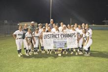 The Lady Buckaroos softball team won their first district championship since 2001 after finishing the District 8-3A schedule with a 12-2 record. The championship was earned following a 10-0 win Friday, April 19 over Peaster.  Photo/Mike Williams