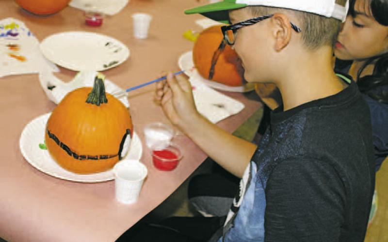Students from East and South Elementary Schools participated in a pumpkin painting contest Wednesday, Oct. 26 and Thursday, Oct. 27, using pumpkins donated by United Supermarkets. Photo/Stevie Watkins