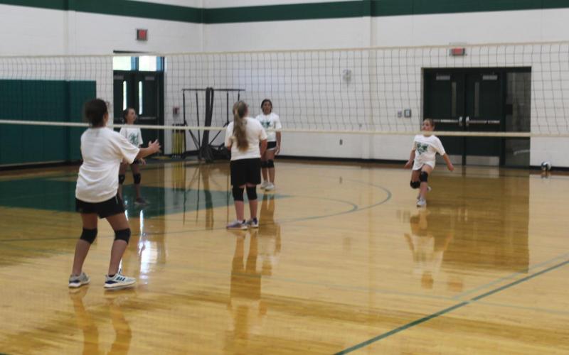 Breckenridge youth learn volleyball fundamentals from BHS coaches and players. The three-day volleyball workout provided students with needed knowledge on the sport in hopes of preparing them for the future. Photo by A.D. Chachere