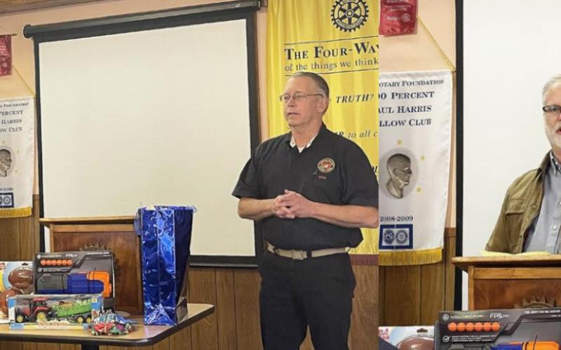 Toys for Tots and All His Children Angel Tree visits Rotary Club