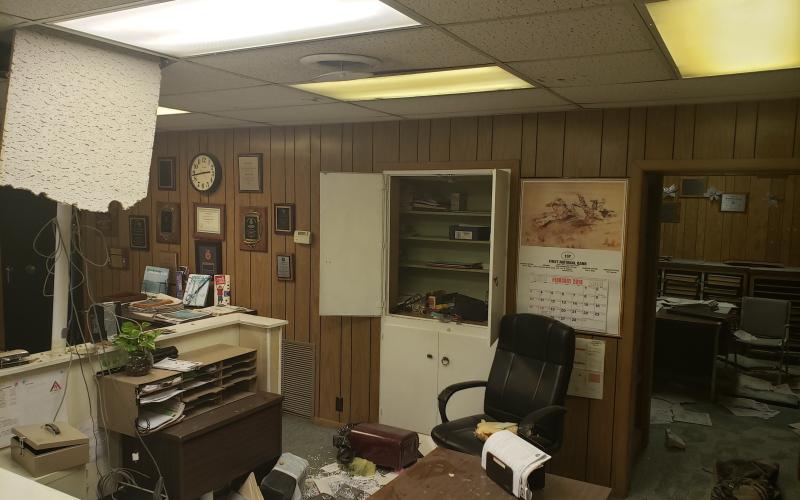The lobby of the Breckenridge American had a few items missing, as well as several office contents strewn across the newsroom. BA photo by James Norman