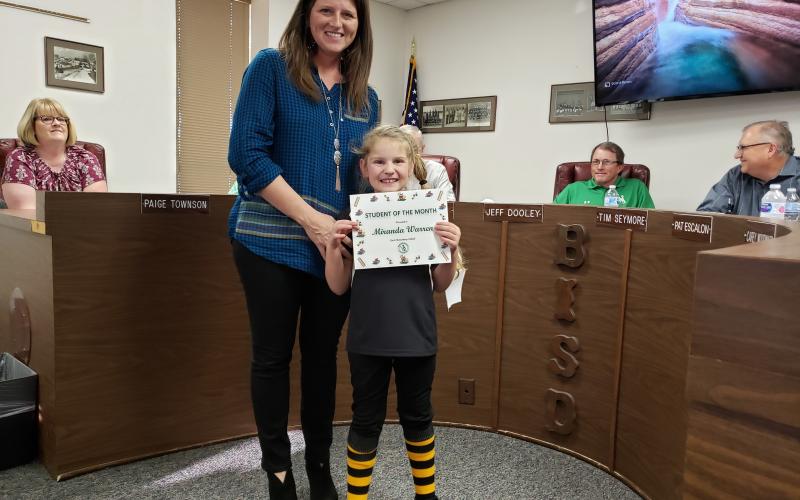 Miranda Warren was the Student of the Month for East Elementary in March. BA photo by James Norman