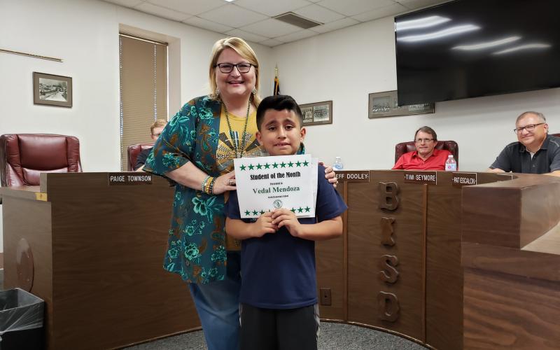 Vedal Mendoza was selected as North Elementary's Student of the Month. BA photo by James Norman