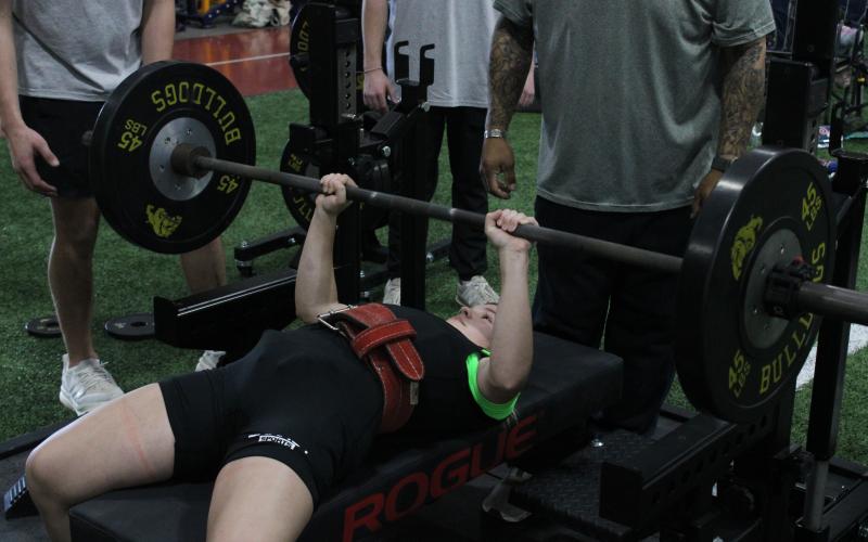 (File Photo/Alex Kielar) Ashlyn Owen, seen lifting in a meet last year, is one of the four returning lifters who competed at the state meet in Edinburg last season. Breckenridge powerlifters get their season started with the Buckaroo Bash powerlifting meet Thursday, Jan. 22. 