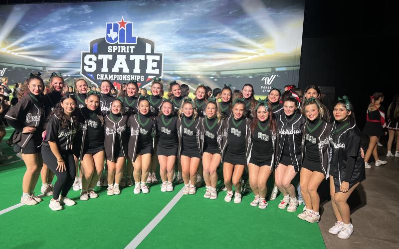  (Contributed Photo) The Breckenridge Buckaroo cheerleading squad traveled to Fort Worth and earned a sixth‑place finish at the UIL Spirit State Championships last Thursday, Jan. 15, their best finish since the program started in 2020.