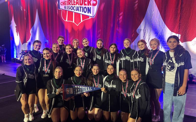 (Contributed Photo) The Breckenridge Buckaroo cheerleading team advanced past the UIL spirit regional competition and advanced to the UIL Spirit State Championships taking place Thursday, Jan. 15 at the Fort Worth Convention Center. 
