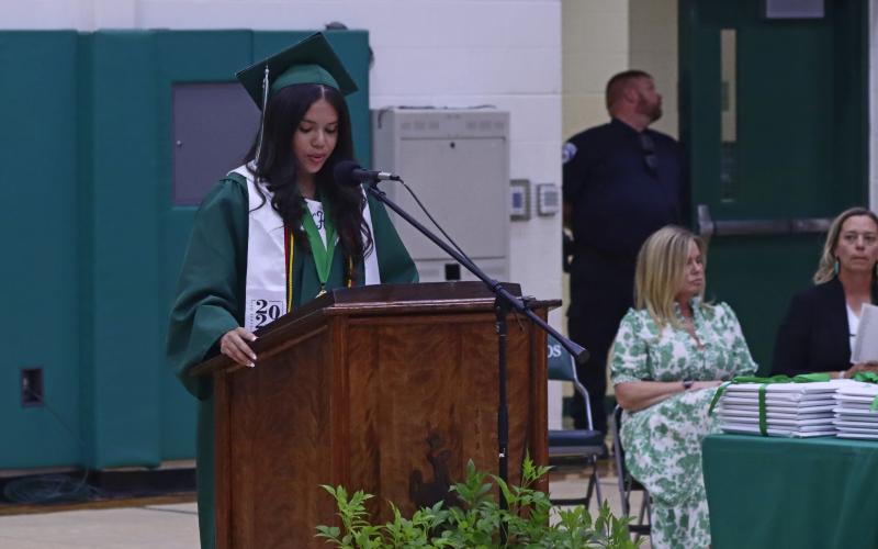 Breckenridge High School Salutatorian Violetta Gallegos addresses the BHS Class of 2024. Photo/TC Gordon
