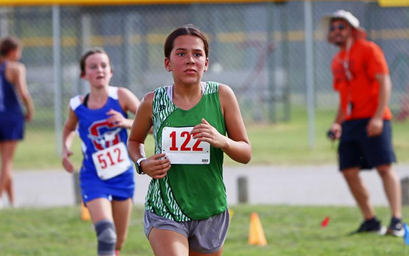 Elli Duran finished 26th, with a time of 18:22.38, out of 88 runners Wednesday, Oct. 4 at the Thrill of the Hill Invitational in Stephenville. Photo/Kylie Bailey