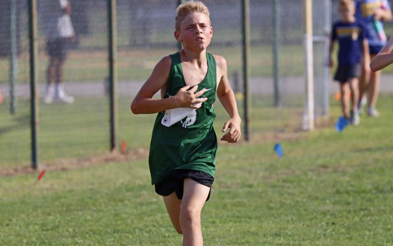 Rylan Dabney finished 6th, with a time of 14:42.90, out of 64 runners Wednesday, Oct. 4 at the Thrill of the Hill Invitational in Stephenville. Photo/Kylie Bailey