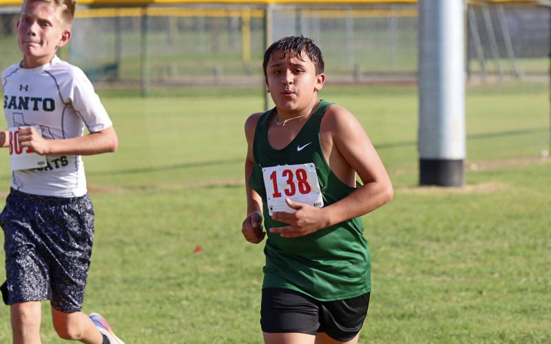 Adam Arellano finished 52nd, with a time of 20:43.46, out of 64 runners Wednesday, Oct. 4 at the Thrill of the Hill Invitational in Stephenville. Photo/Kylie Bailey