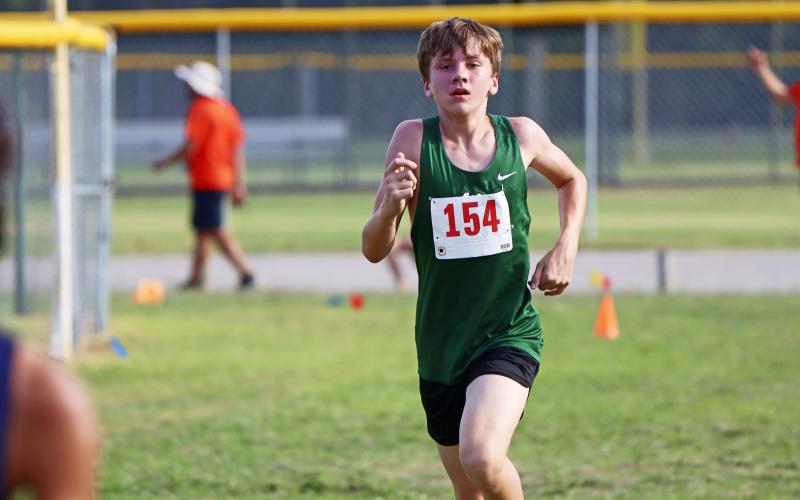 Logan Thompson finished 29th, with a time of 16:32.26, out of 60 runners Wednesday, Oct. 4 at the Thrill of the Hill Invitational in Stephenville. Photo/Kylie Bailey