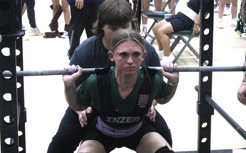 Isabelle Biddison placed second in the 114-pound weight class during the Buckaroo Bash powerlifting meet Thursday, Jan. 22. Biddison placed seventh at state and was joined at the competition by seven other Lady Bucks. (Archive photo)