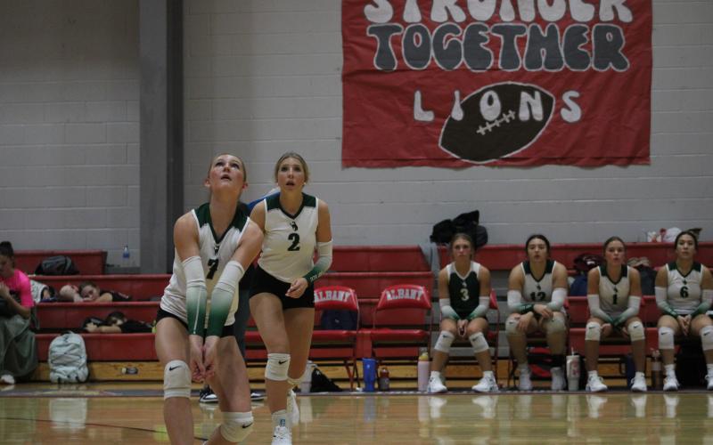 (Photo/Alex Kielar) Kamden Tidwell, front, earned second team all-district honors for the Lady Bucks, while Lane Bartoskewitz, back, earned first team all-district honors for this past volleyball season. 