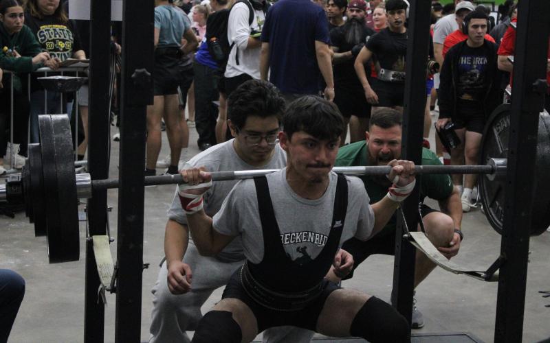 (File Photo/Alex Kielar) Seen lifting in the state powerlifting meet in Abilene last year, Lesavier Gutierrez is one of the top returning lifters for the Buckaroos as they get set to begin the 2026 season with the Buckaroo Bash powerlifting meet Thursday, Jan. 22. 