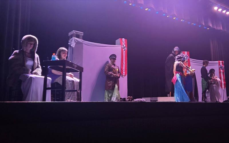 Breckenridge High School One-Act Play students practice during a lock-in held Saturday, March 28. The students held the lock-in in preparation for the UIL bi-district competition which was held Tuesday, March 31 at Graham Memorial Auditorium. (Contributed photo)