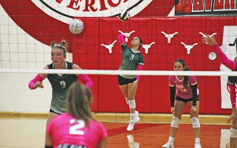 Charlie Salazar earned five kills, one block and six digs in road wins last week at Eastland and Comanche. Photo/ Mike Williams