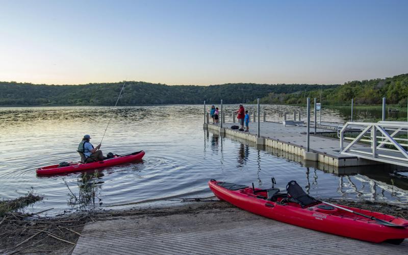 (TPWD/Contributed photo) The 90-acre Tucker Lake at Palo Pinto Mountains State Park which offers fishing, boating and swimming. The lake does not allow boats with motors, but includes a kayak and canoe launch, fishing pier and fish cleaning station that are accessible.