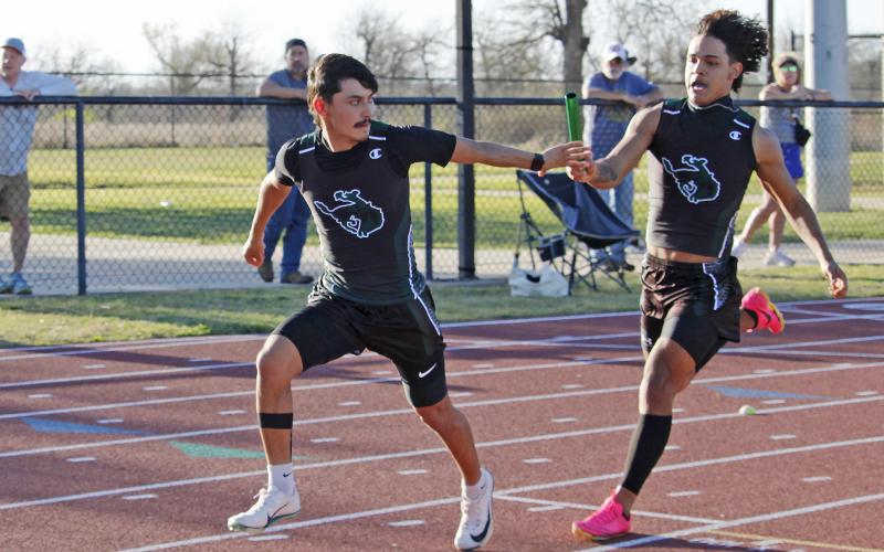 A Bucks relay team competes in the Jacksboro Invitational held Thursday, March 19. The Bucks and Lady Bucks continued their season Thursday, March 26 at the Colonel Mobley Optimist Relays in Stephenville. (Photo/Ashley Anderson)