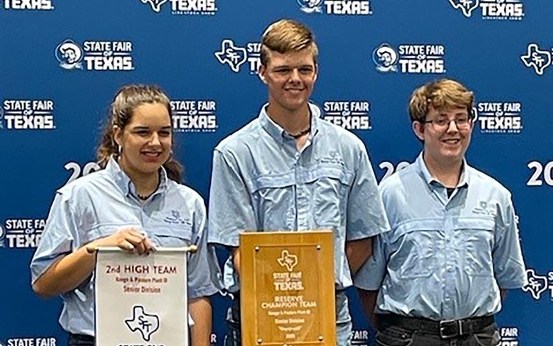 (Contributed Photo) The Stephens County 4-H senior plant identification team of (from left) Chloe Tait, Josiah Moreno and Kason Burchett was the reserve champion senior team at the State Fair of Texas plant ID contest. 