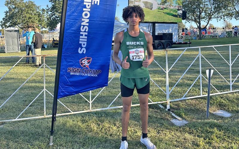 (Photo/Alex Kielar) Andrew White after he finished in 88th place out of 151 runners with a time of 17:45.50 at the 3A boys race of the State Cross Country Championships in Round Rock Friday, Oct. 31.