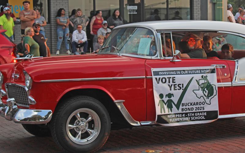 (Photo/Alex Kielar) A car drove in the Homecoming parade Wednesday, Sept. 17 showing support for the Breckenridge ISD bond that will be on the ballot for the November election. 