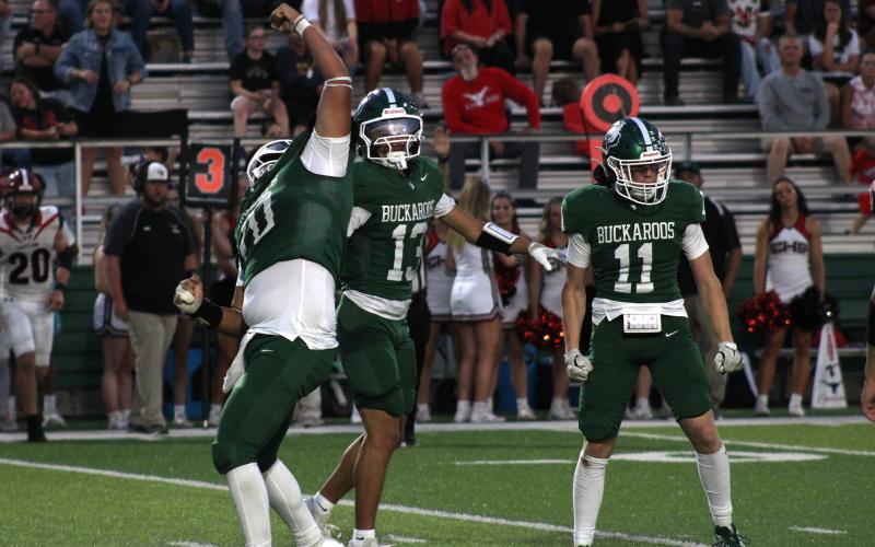 (Photo/Alex Kielar) The Buckaroo defense stifled the Eastland offense all game Friday, Sept. 19, recording 28 tackles for loss and forcing four fumbles, including three that they recovered. 