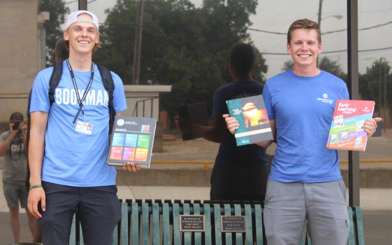 (Photo/Alex Kielar) Latvian college students Karlis Mednis, left, and Gustavs Vanags have finished up their Texas summer internships in Breckenridge the last couple of weeks with Southwestern Advantage, a U.S.-based educational sales and leadership program.