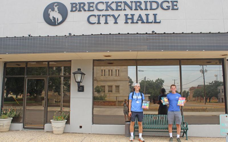 (Photo/Alex Kielar) Partaking in an internship program with Southwestern Advantage in Texas this summer were Latvian college students Karlis Mednis, left, and Gustavs Vanags as they finished their summers up staying in Breckenridge. 