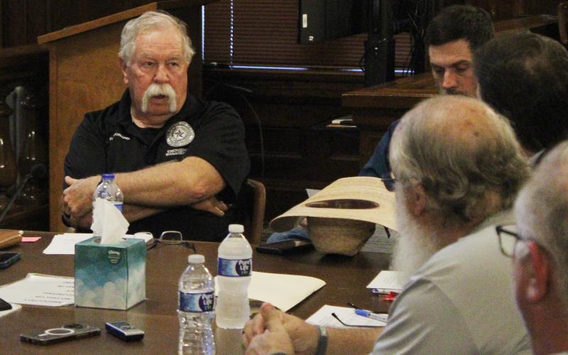 (Photo/Alex Kielar) Stephens County Emergency Management Coordinator David Leonard leads a meeting of various county entities Monday, Oct. 27 to work on mobilizing an emergency food assistance plan amid the suspension of the federal SNAP program. 
