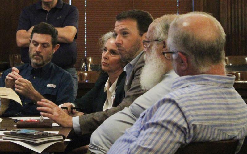 (Photo/Alex Kielar) Stephens County Judge Michael Roach speaks to the other participating entities during the special meeting in which they worked on the initial implementation of an emergency food assistance plan due to the suspension of SNAP benefits starting in November. 