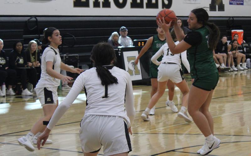 (Photo/Alex Kielar) Kyra Canada drives into the paint during the Lady Bucks' season-opening win Saturday, Nov. 8, over Abilene High.