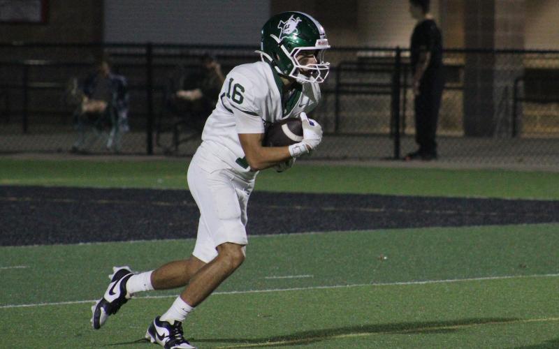 (Photo/Alex Kielar) Truett Trammel returned kickoffs for the Buckaroos, which was a common occurrence with the Paradise offense finding the end zone on several occasions in the bi-district matchup Friday, Nov. 14 at Mineral Wells Ram Stadium. 