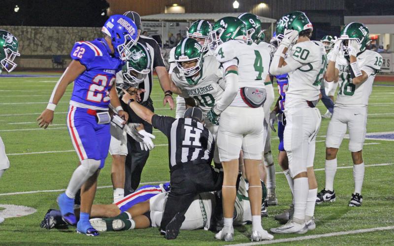 (Photo/Alex Kielar) After getting the score to 21-14, the Bucks attempted an onside kick which was recovered by Childress with just over four minutes remaining in the game. The Bucks’ defense stepped up and forced a turnover on downs to give the offense one final chance to tie the game. 