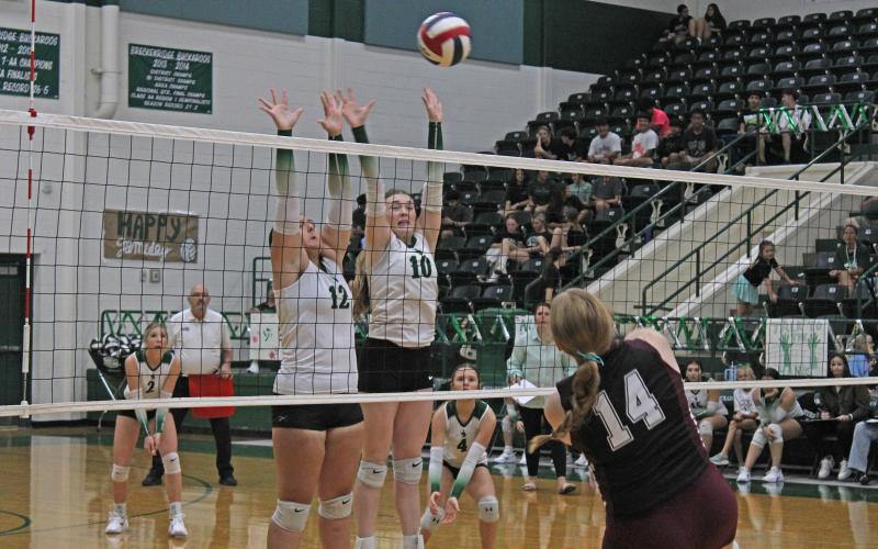 (Photo/Alex Kielar) The Lady Bucks swept the Millsap Lady Bulldogs in their latest district match Friday, Sept. 26, winning all three sets 25-18, playing sound defense and offense throughout. 