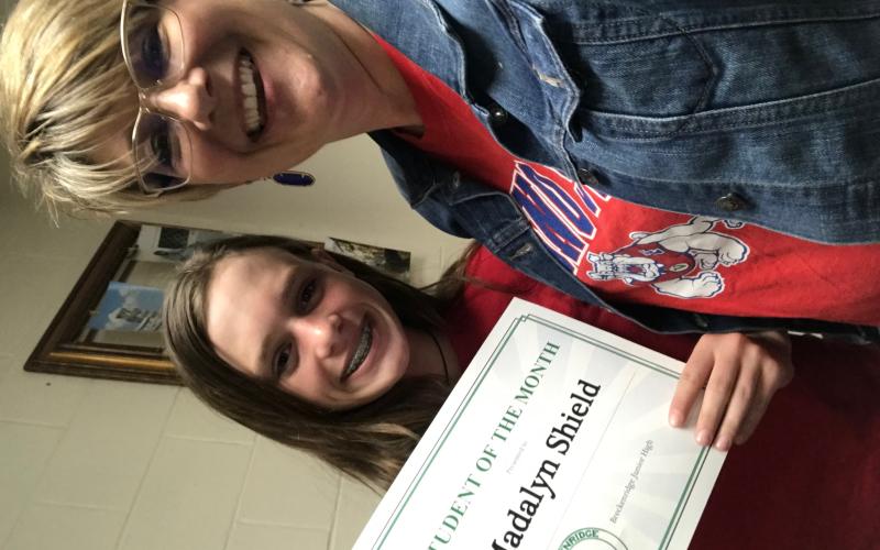 Madalyn Shield was awarded Student of the Month at Breckenridge Junior High for the month of March. Photo contributed.