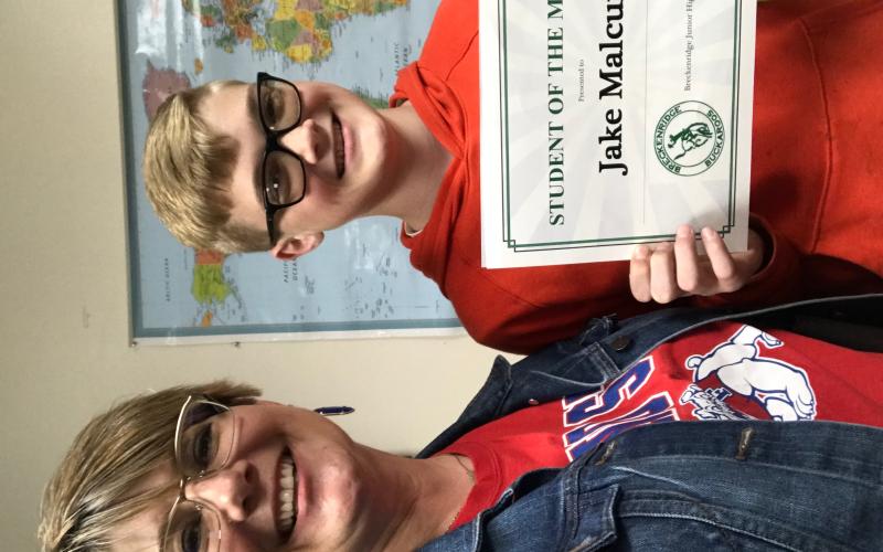 Jake Malcuit was awarded Student of the Month at Breckenridge Junior High for the month of February. Photo contributed.