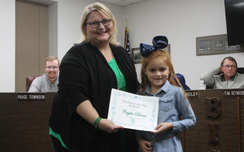Caylee Duran won student of the month at North Elementary. BA photo by James Norman