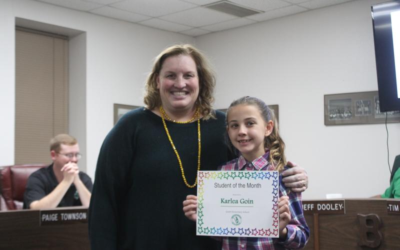 Karlea Goin won student of the month for South Elementary. BA photo by James Norman