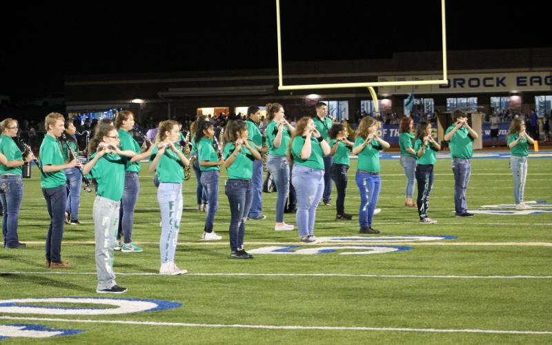 The Breckenridge marching band performs at halftime following Brock's homecoming ceremony. BA photo by James Norman
