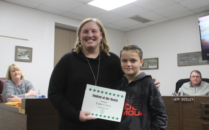 Luke Carey won SOTM for South Elementary School. BA photo by James Norman