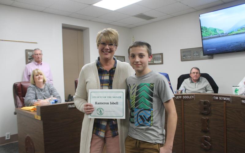 Kameron Isbell won SOTM for Breckenridge Junior High. BA photo by James Norman