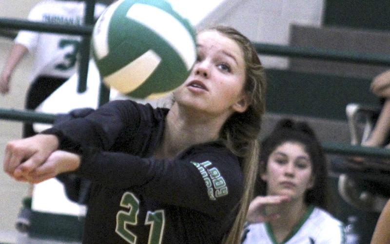Anna Reugh makes a dig during a game against Snyder.