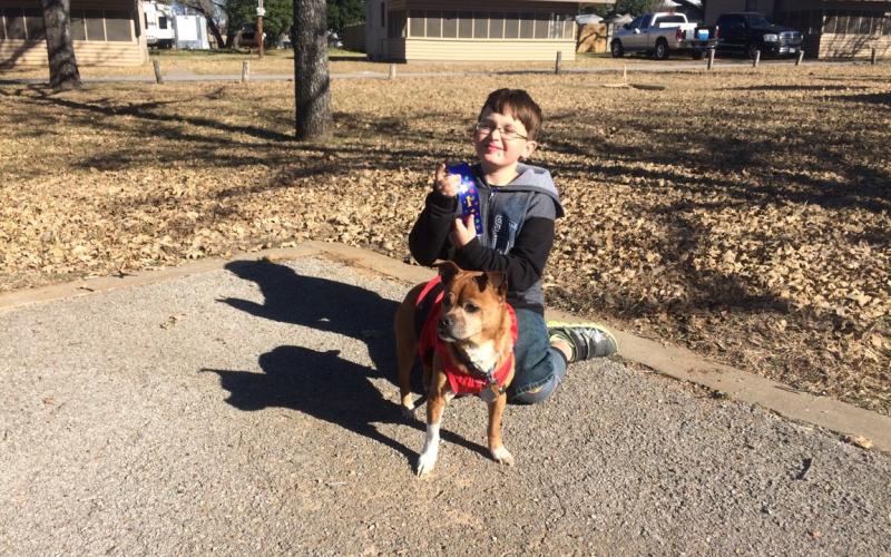 Johnny Beaty and Hershey, his dog, took home first and second place in the dog show, one for show and the other for costume. Photo contributed