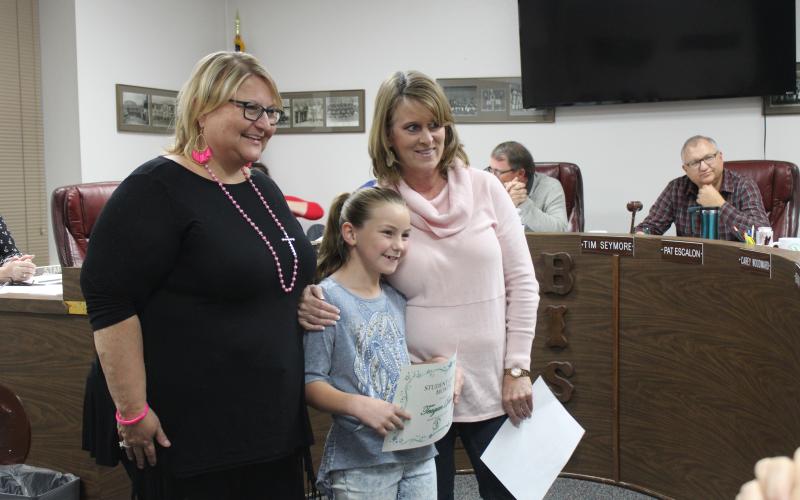 North Elementary principal Jennifer Gillard is recognizing third-grader, Teagan Deen, as the Student of the Month for October with Classroom teacher Angie Brown. BA photo by Jean Hayworth