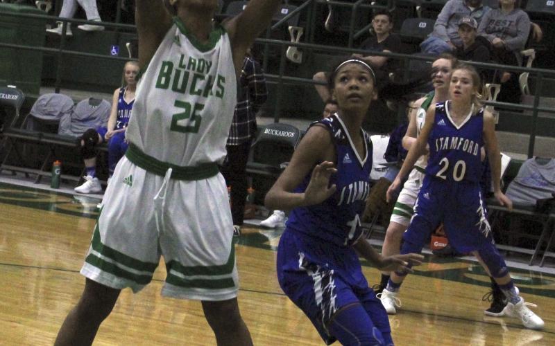 Kylie Willis puts in a shot during Saturday's game against Stamford.