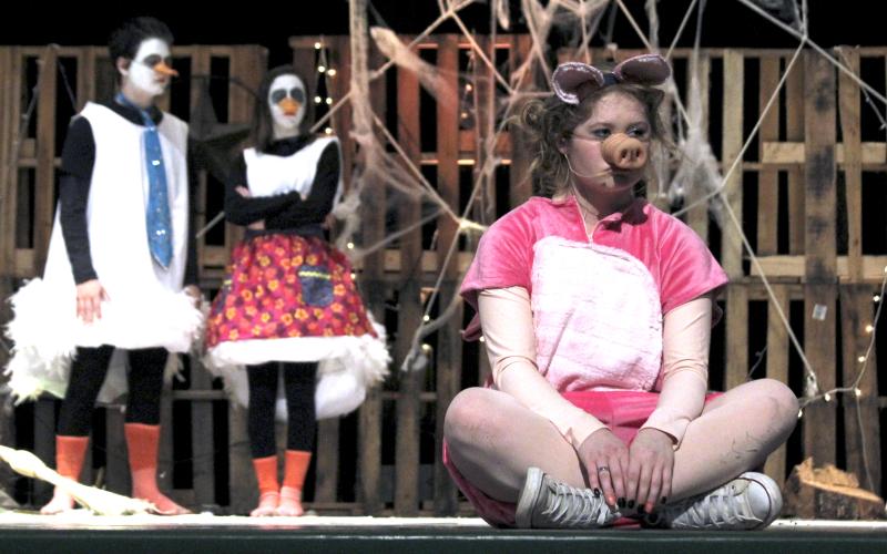 First-time stage actress Savannah Burns performs as Wilbur in ‘Charlotte’s Web’.