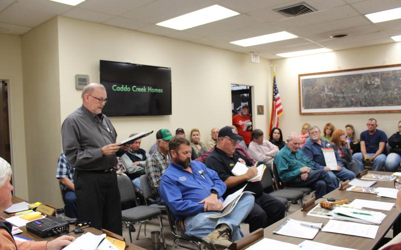 Virgil Moore, executive director of the Breckenridge Economic Development Corporation, gives comments as to why the townhouses and rezoning request should be approved. BA photo by Jean Hayworth
