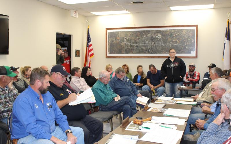 Sarah Shumate speaks against the townhouses in the public hearing. Several speakers on both sides of the issue spoke at the hearing on Tuesday, Nov. 20. BA photo by Jean Hayworth