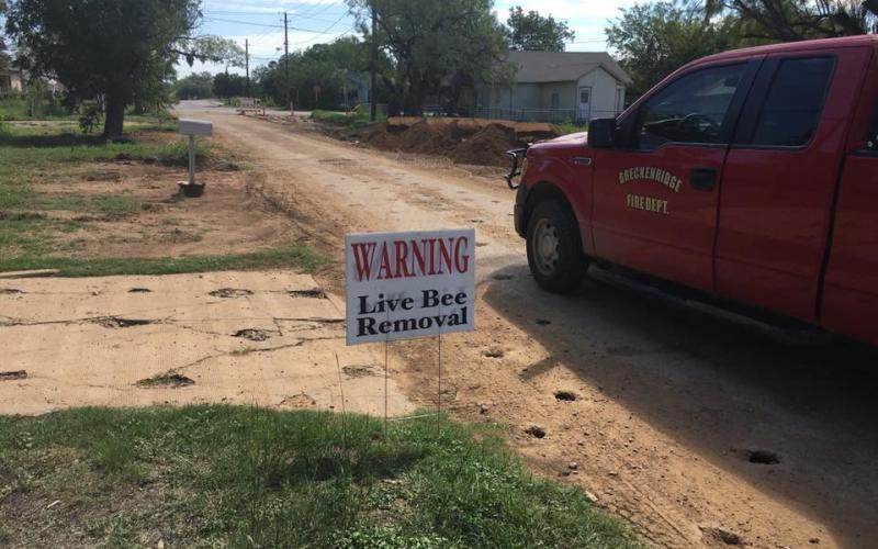 Pictured is the site where the bees attacked LaFavers. Coalesce Bee Company, Cook's Comb, Sechrest Construction and the Breckenridge Fire Department all assisted in removal. Photo courtesy of the Breckenridge Fire Department