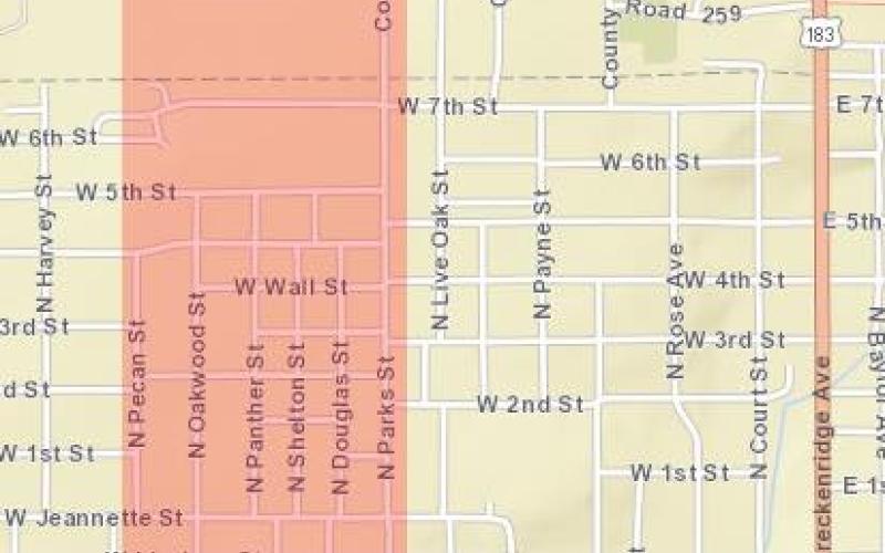 The map highlights the areas that are affected by the boil water notices. Photo courtesy of the City of Breckenridge Convenience Station's Facebook page